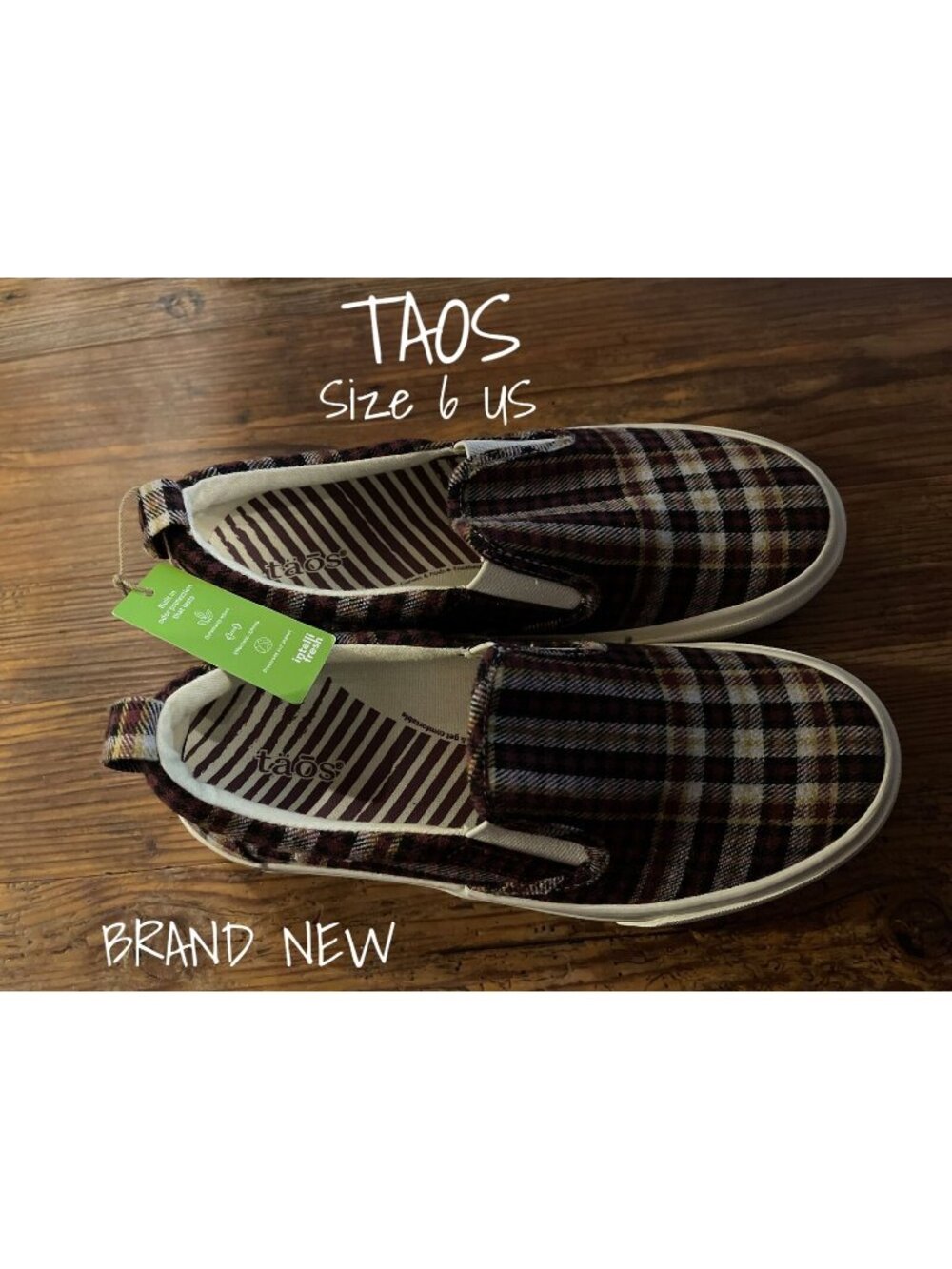 Taos Slip On Sneakers Shoes Plaid Canvas Women's Size 6 US New With Tag